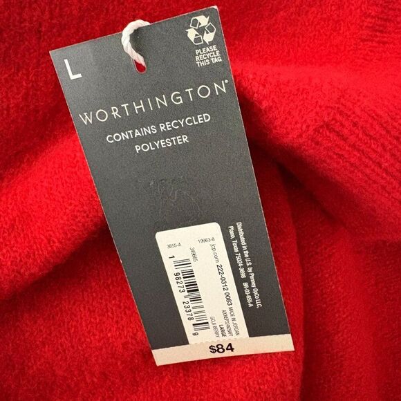 Worthington Long Sweater Dress Solid Red New Size Large - Picture 6 of 8
